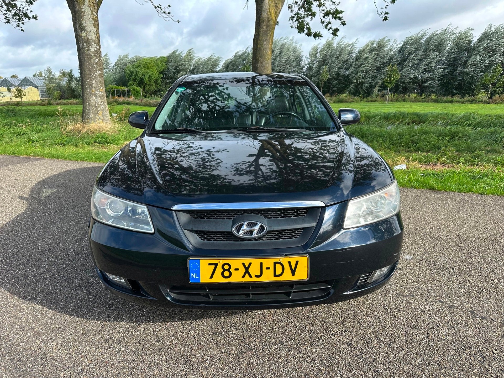 Hyundai Sonata 3.3 V6 Style|leder|automaat|clima|rijdt super, Auto's, Gebruikt, Zwart, Verwarmde buitenspiegels, Blauw