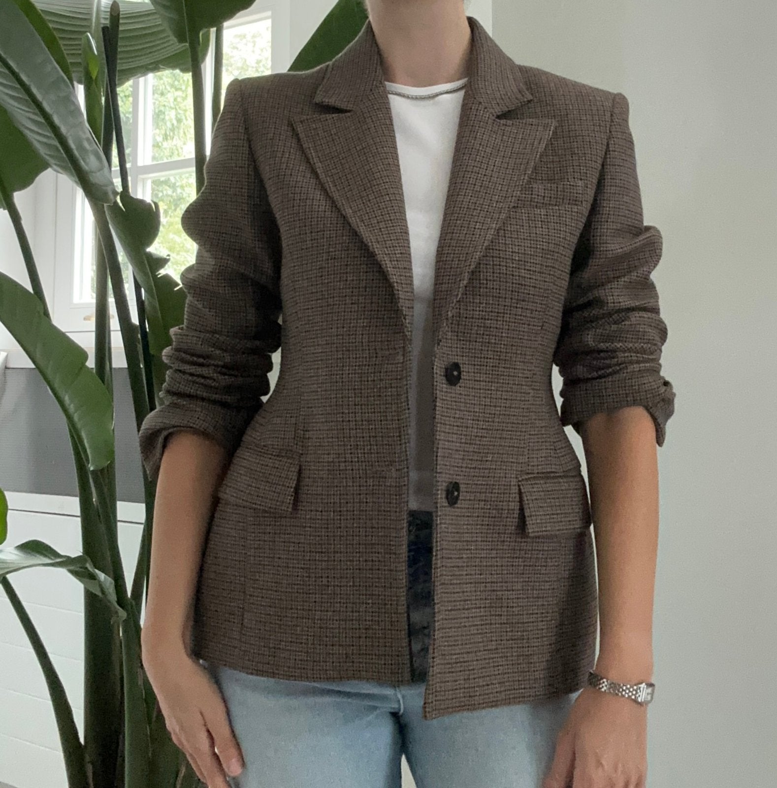 Prachtige geruite blazer jasje maat S Zara licht zand, Bruin, Nieuw, Ophalen of Verzenden, Jasje
