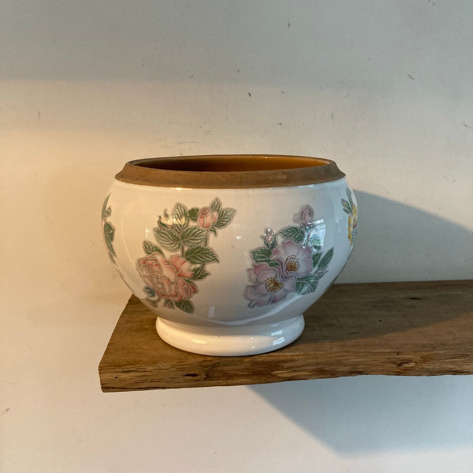 Vintage Bloempot met Bloemen Decoratie - 19 cm, Antiek en Kunst, Ophalen of Verzenden