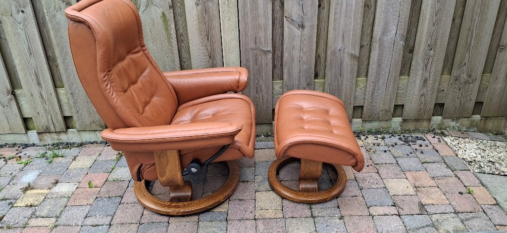 Stressless ekofornes met hocker, Huis en Inrichting, Fauteuils, Ophalen, Gebruikt, Klassiek, Leer