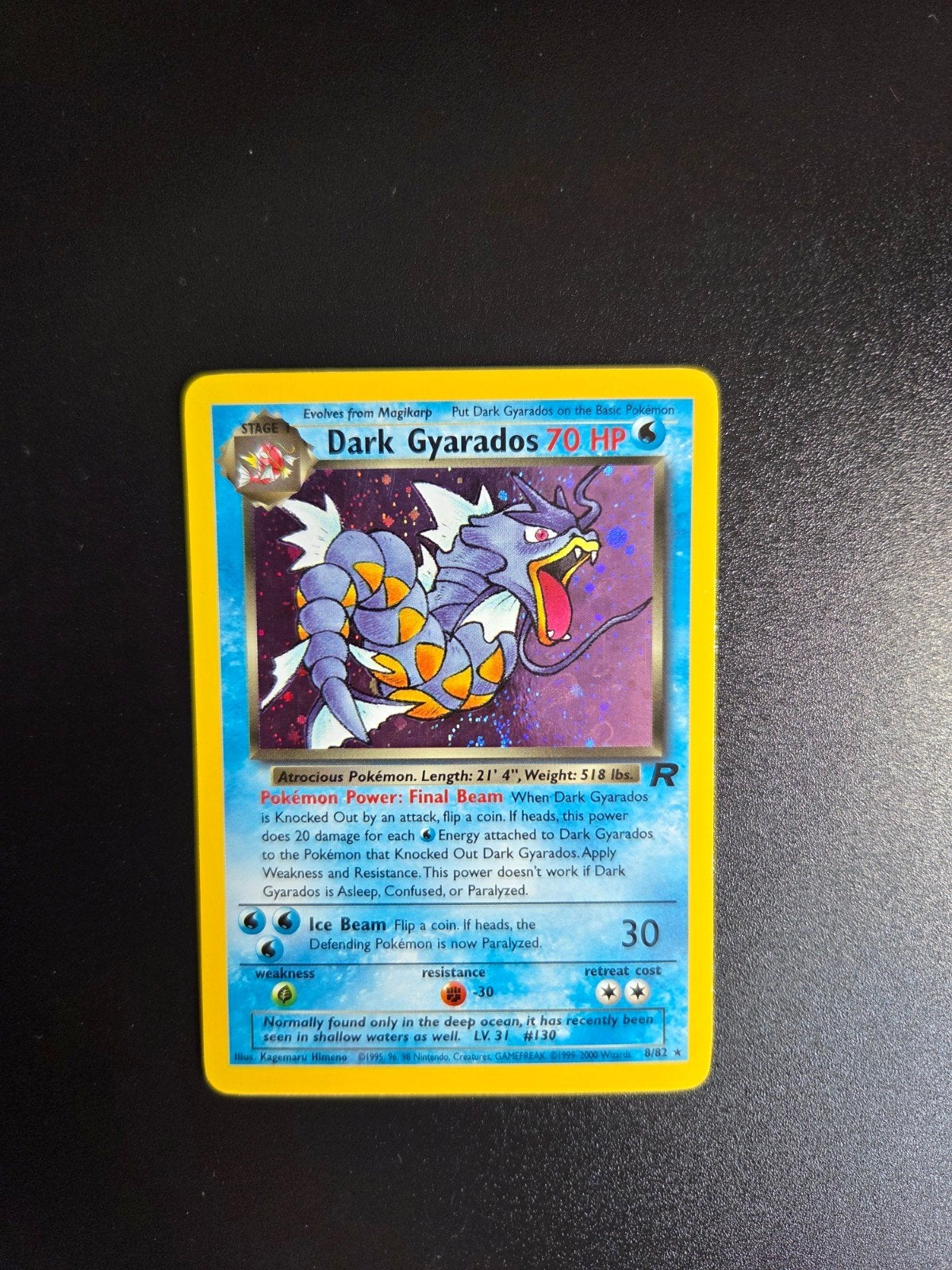 Dark Gyarados 8/82 Pokemon Team Rocket holo, Ophalen of Verzenden, Zo goed als nieuw, Booster, Foil