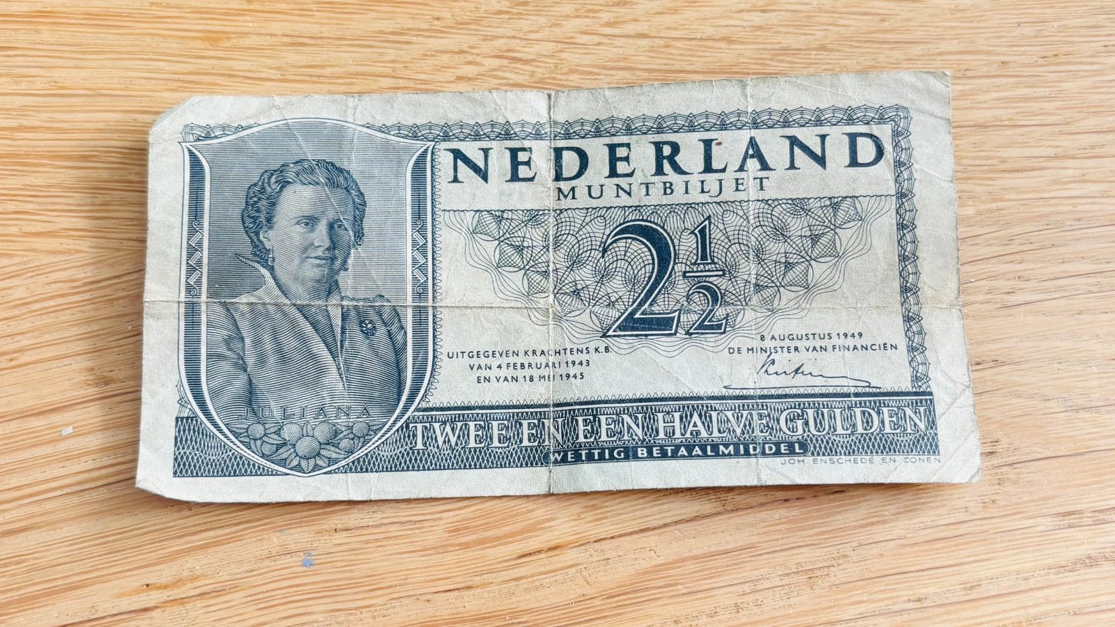 Nederlands Muntbiljet 2½ Gulden 1949, Ophalen of Verzenden, 2½ gulden, Los biljet