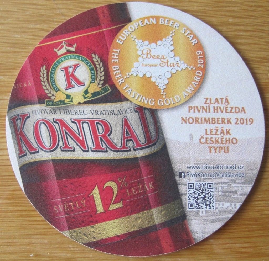 bierviltje van Konrad uit Tsjechië, Verzamelen, Biermerken, Ophalen of Verzenden, Zo goed als nieuw, Viltje(s), Overige merken
