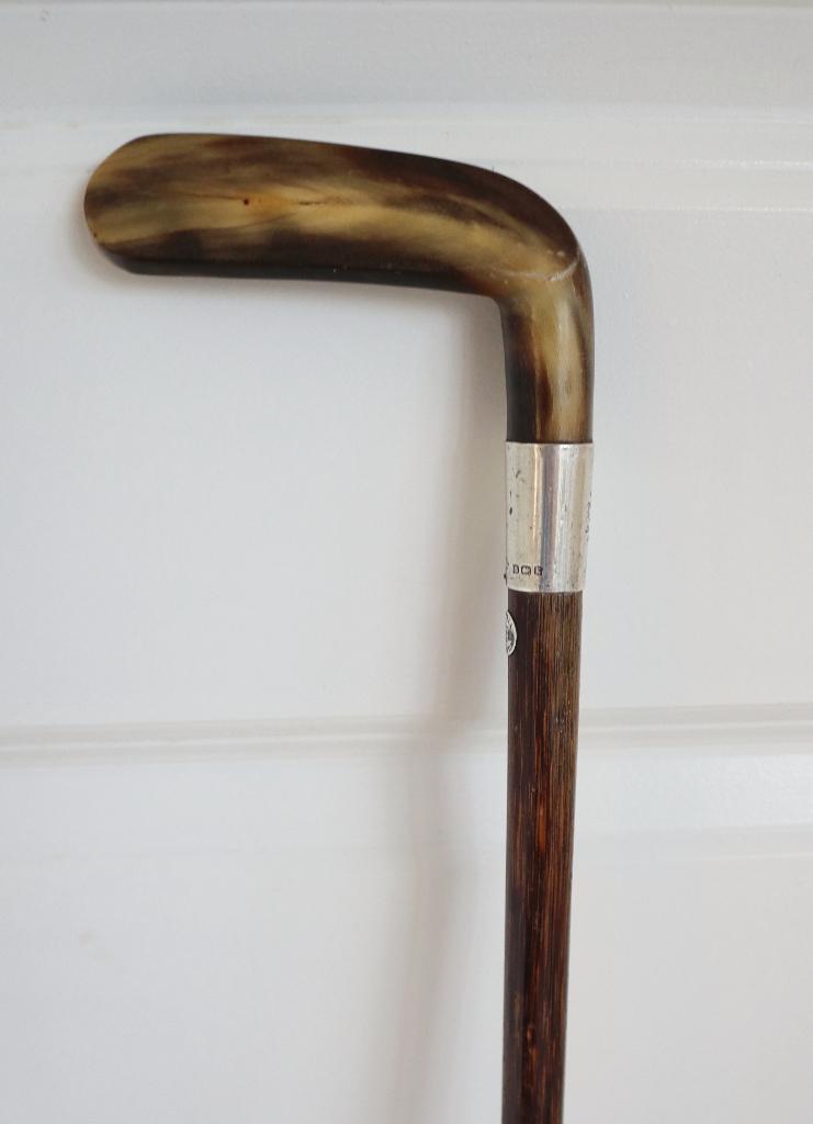 Antieke wandelstok met zilveren manchet, Howell Londen, Antiek en Kunst, Ophalen of Verzenden