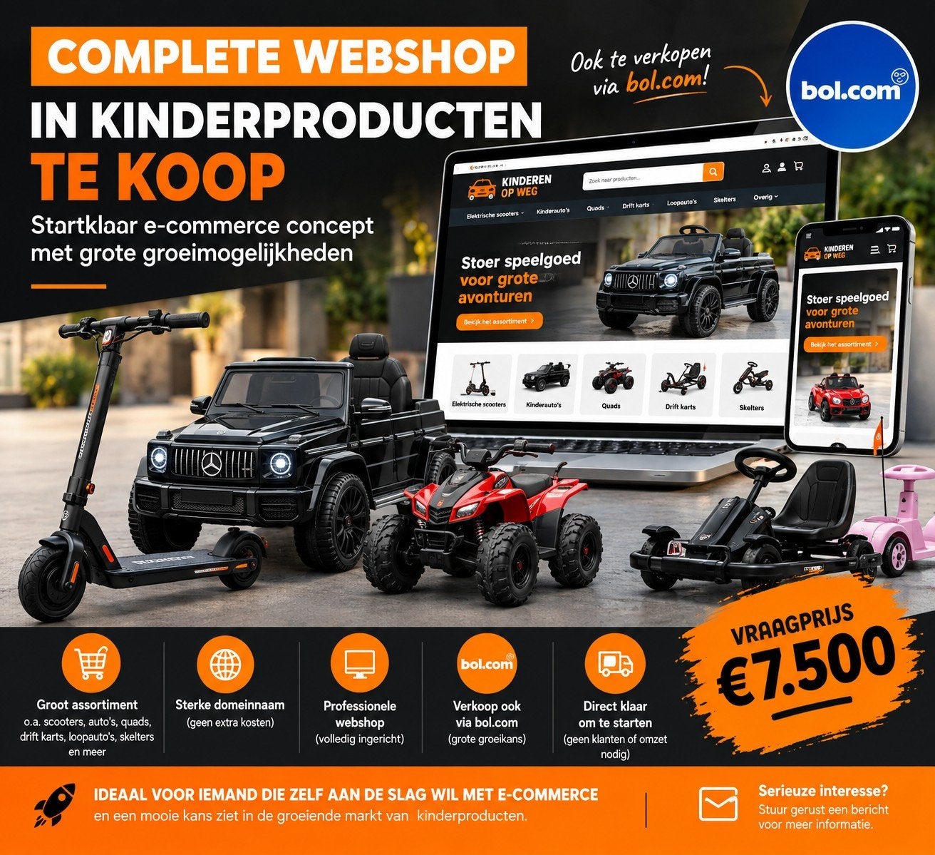 Complete webshop in kinderproducten te koop – startklaar!!