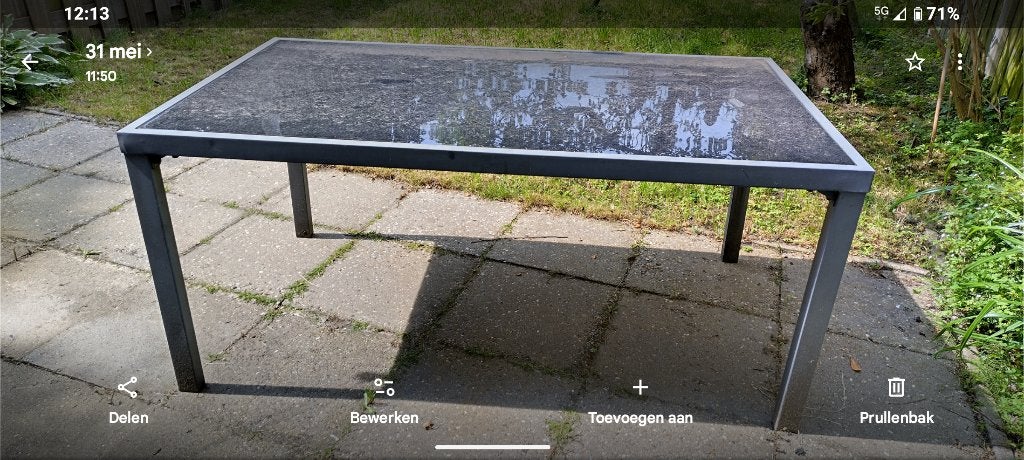 Gratis tuintafel, Tuin en Terras, Ophalen, Gebruikt, Rechthoekig, Aluminium