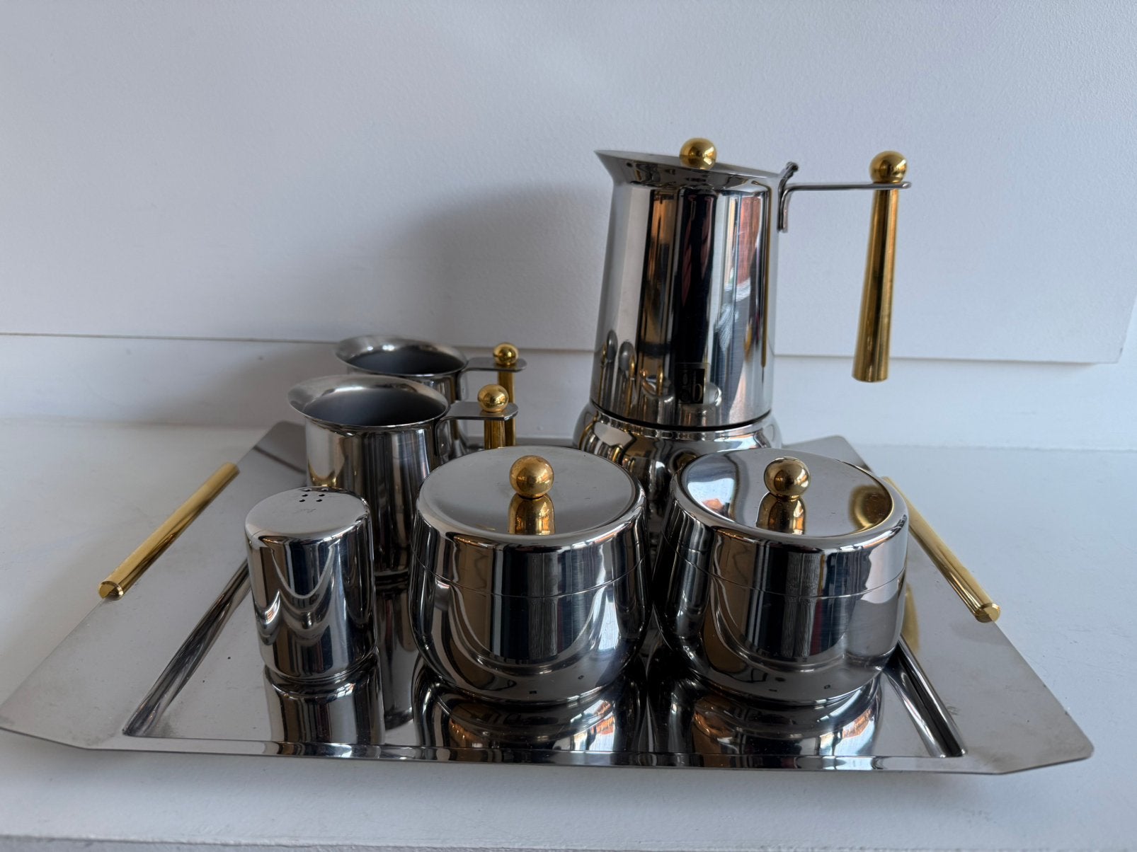 Guido Bergna DE Kitty Oro espressoset zeer compleet, Ophalen of Verzenden, Zo goed als nieuw, Overige materialen, Overige stijlen