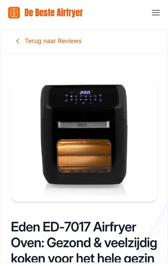 Airfryer/ Oven (Merk Eden)*NIEUW*, Witgoed en Apparatuur, Ophalen, Nieuw, Airfryer