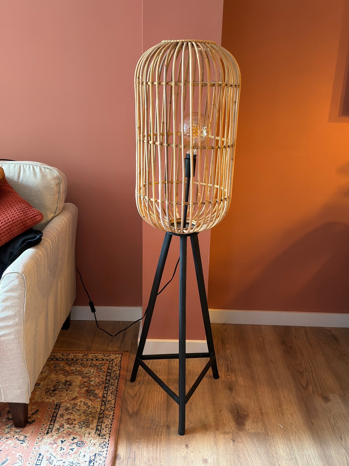 Staande lamp Balan van Kwantum, exclusief peertje, Ophalen, Natuurlijk materiaal, E27 (groot), Zo goed als nieuw