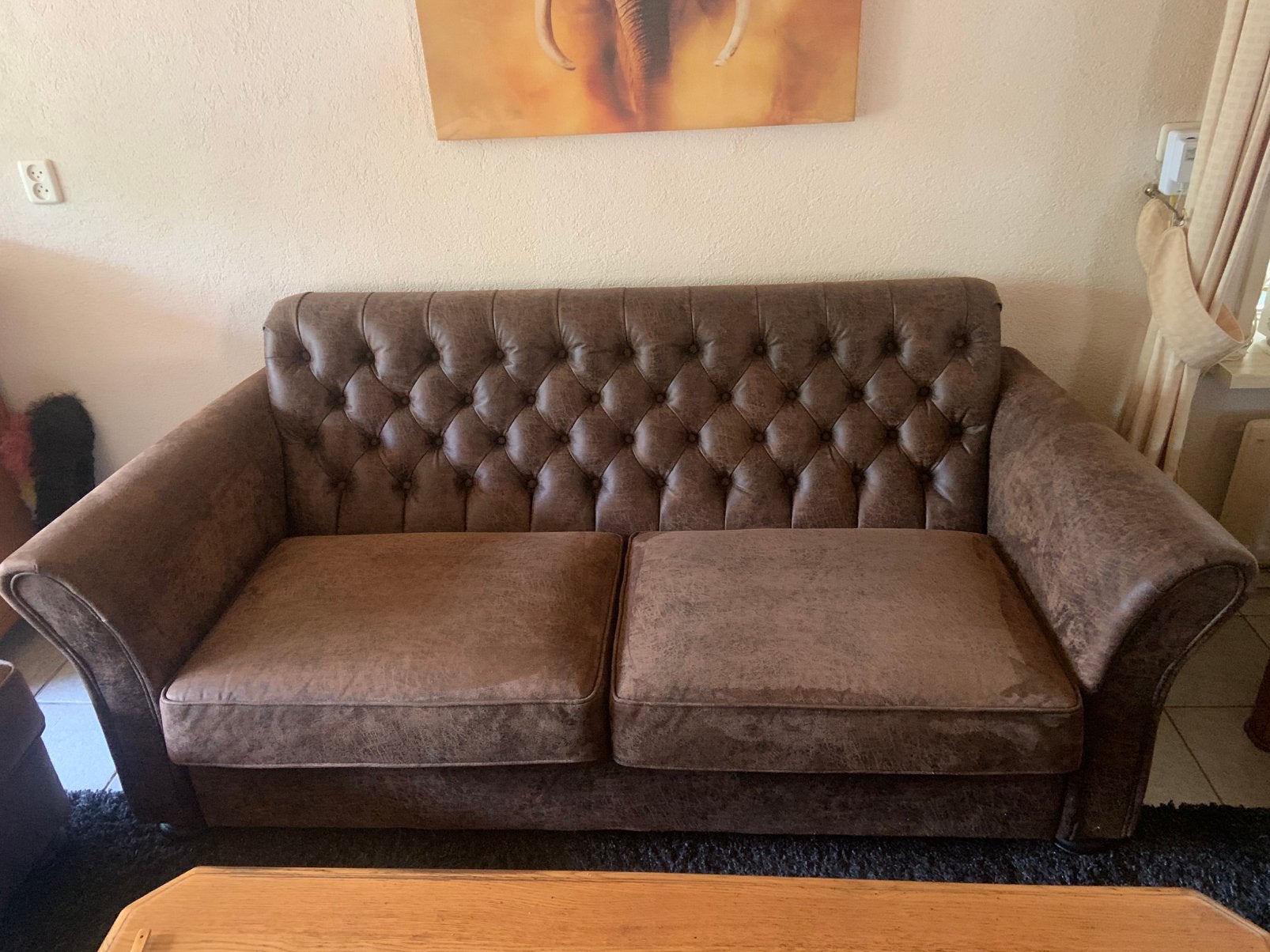 Zo goed als nieuwe bank met poef, Ophalen, Zo goed als nieuw, 75 tot 100 cm
