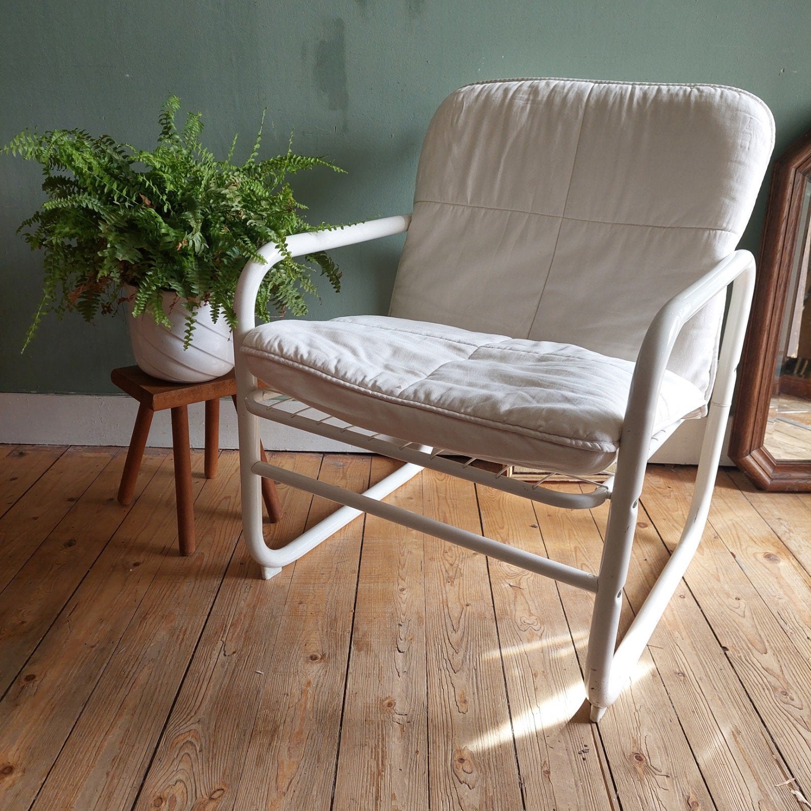 Lucky Vintage IKEA Mölle fauteuil / draadstoel, Huis en Inrichting, Fauteuils, Ophalen, Gebruikt, Vintage Bauhaus, 50 tot 75 cm