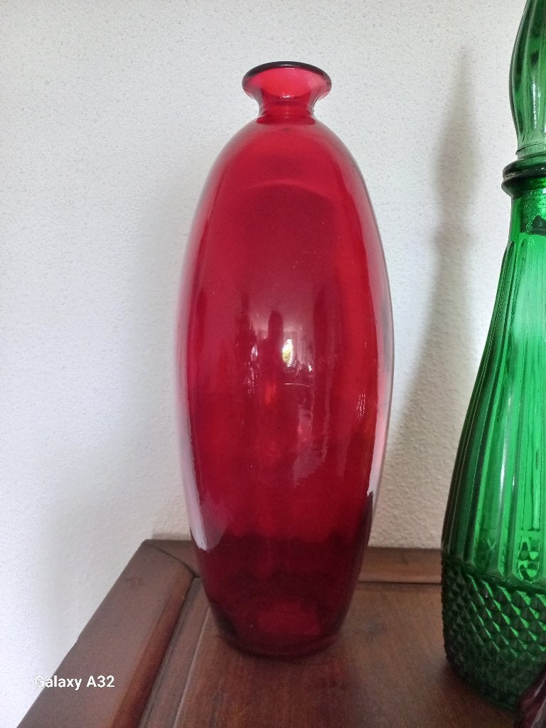Rode Spaanse vaas, rood glas van 37 cm hoog, Ophalen of Verzenden, Rood, 37 cm, Glas
