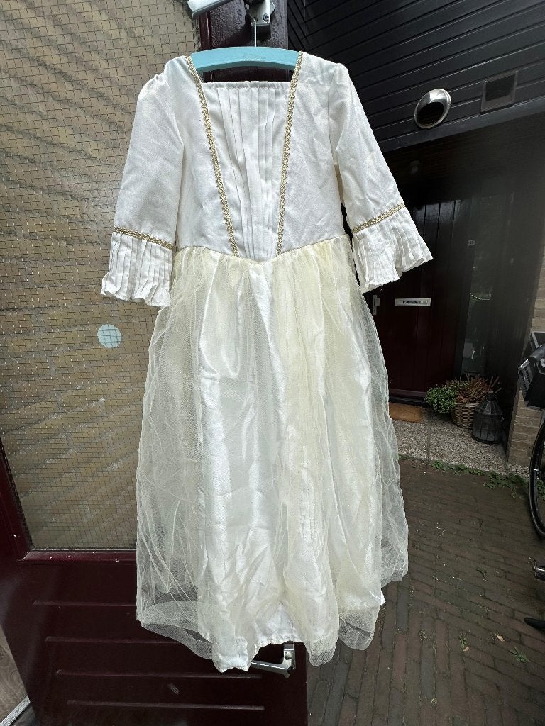 Engeljurk - Prachtige witte feestjurk met gouden glitters, Meisje, Ophalen of Verzenden, Zo goed als nieuw, Jurk of Rok