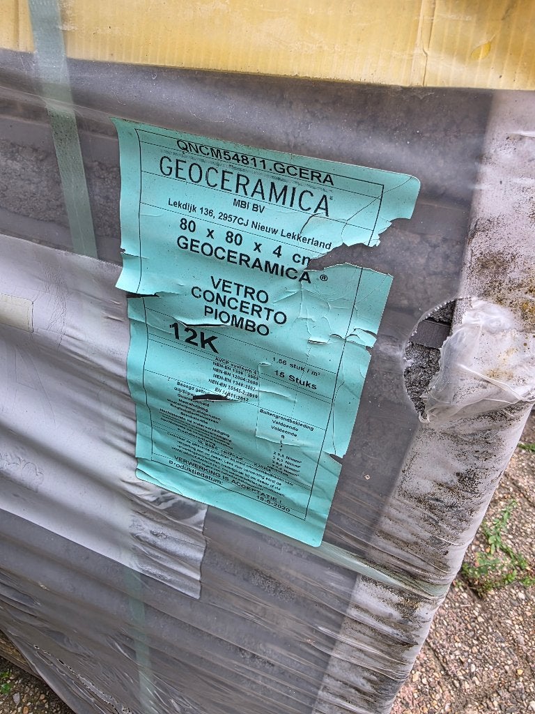 geoceramica 80x80x4cm vetro concerto piombo (€35pm²)(9.6m²), Keramiek, Nieuw, Terrastegels, 5 tot 10 m²