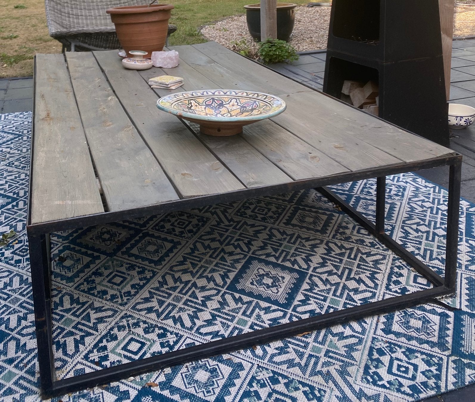 Grote tuintafel 1.80 m x 0.95 cm, Ophalen of Verzenden, Gebruikt, Rechthoekig, Hout