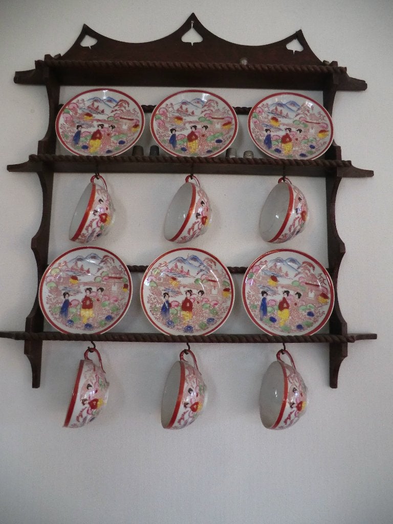 kopjesrekje met 6 chinese kop en schotels, Ophalen