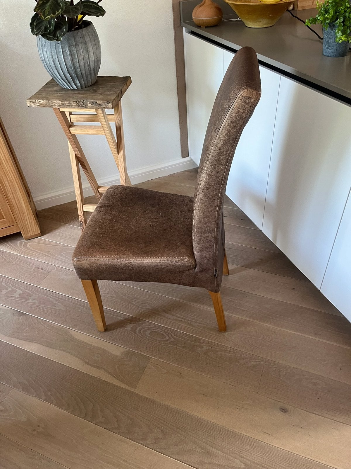 6 eetkamerstoelen, Ophalen, Gebruikt, Overige kleuren, Leer