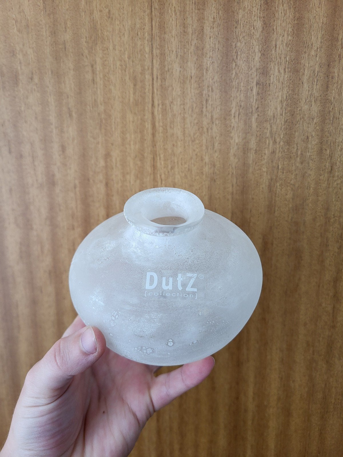 Dutz Collection Witte Vaas - Frosted Glas, Ophalen of Verzenden, Zo goed als nieuw, Glas