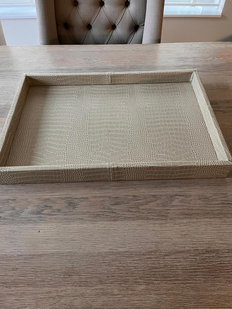 Decoratieve dienblad met krokodillenleer-look, Ophalen of Verzenden, Zo goed als nieuw, Rechthoekig, Overige materialen