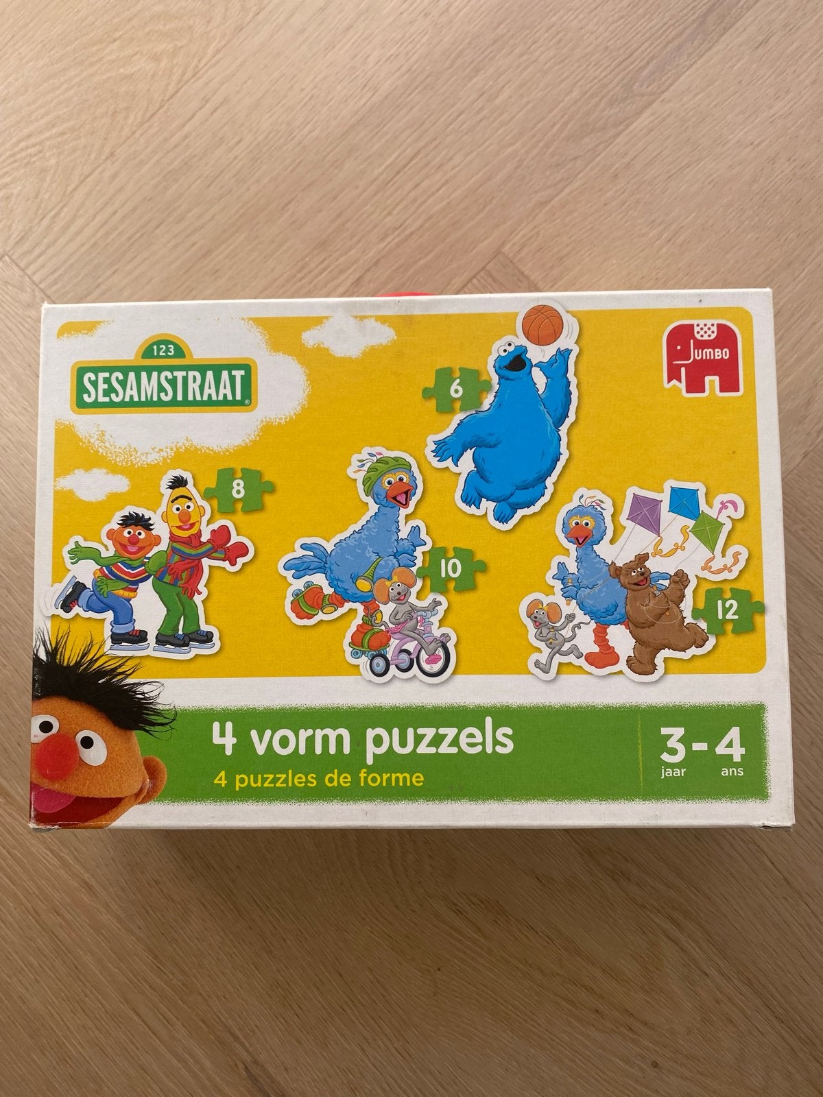 Sesamstraat 4 vorm puzzels Jumbo 3-4 jaar, Ophalen, Minder dan 10 stukjes, Zo goed als nieuw, 2 tot 4 jaar