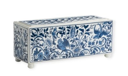 Handbeschilderde porseleinen bloemenvaas - rijksmuseum, Ophalen, Overige materialen, Blauw, 10 cm
