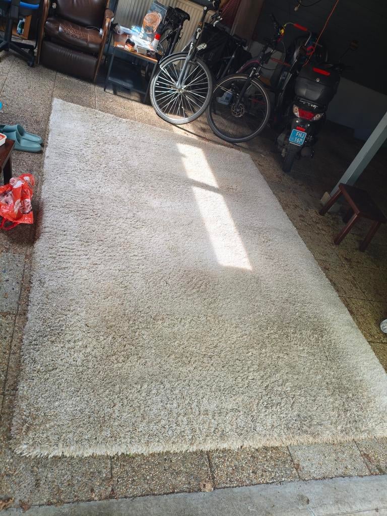 Groot crèmekleurig vloerkleed, needs a little wash, Ophalen, Gebruikt, Hoogpolig, Modern, Comfortabel, 200 cm of meer