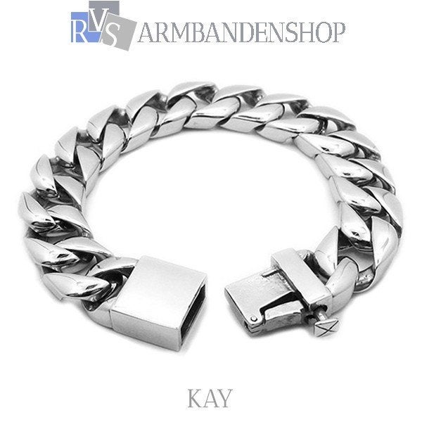 Rvs edel stalen armbanden stainless steel 21 21.6 22.5 24 cm, Verzenden, Nieuw, Zilver, Staal