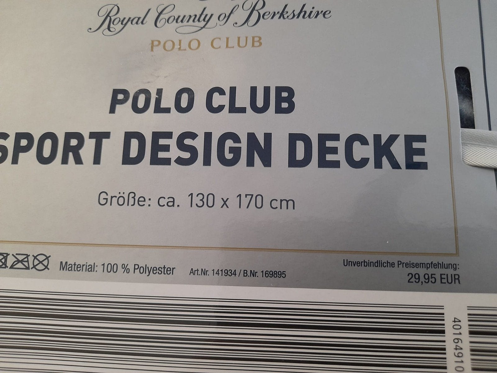 Nieuwe Polo Club Sport Design Deken - 130x170 cm, Ophalen, Nieuw, Plaid, Blauw