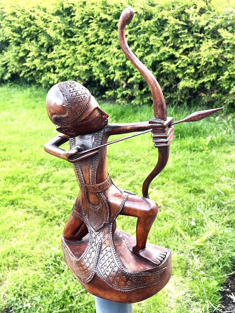 Prachtige oude Balinese / indonesie boogschutter, Antiek en Kunst, Kunst | Beelden en Houtsnijwerken, Houtsnijwerk, Hout, Azië