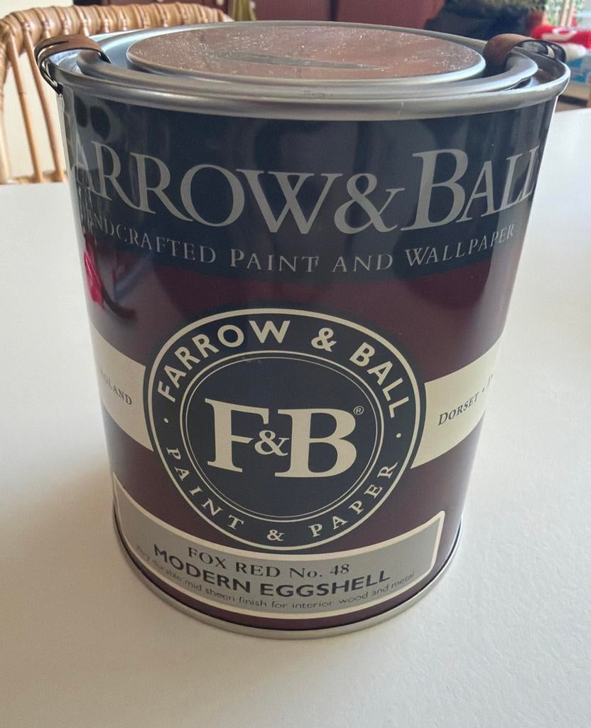 Farrow & Ball Modern Eggshell Fox Red No. 48, Ophalen, Nieuw, Verf, Minder dan 5 liter