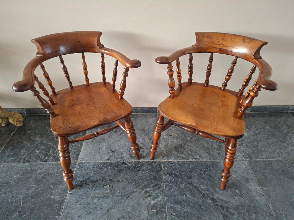 Set van 2 Antieke Kapiteinsstoelen / Windsor Stoelen, Antiek en Kunst, Antiek | Meubels | Stoelen en Banken, Ophalen