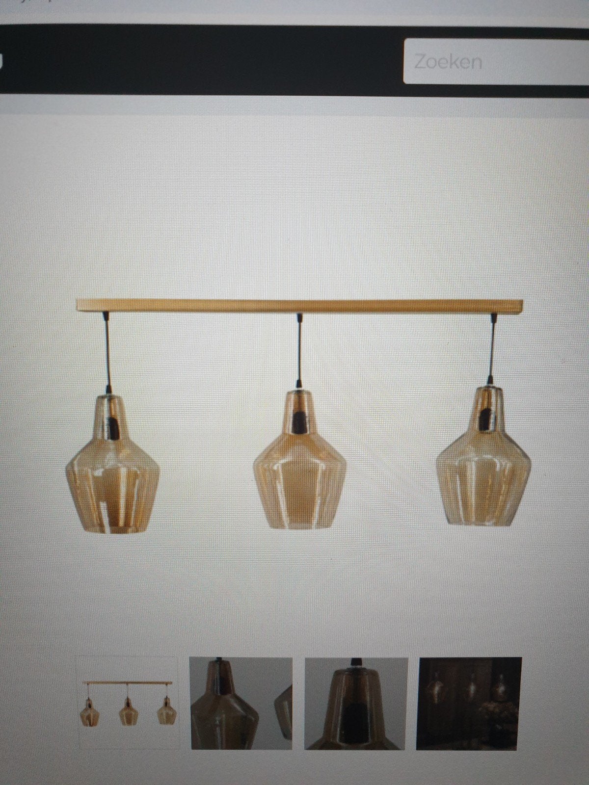 Showroommodel hanglamp met 3 glazen kelken, Ophalen