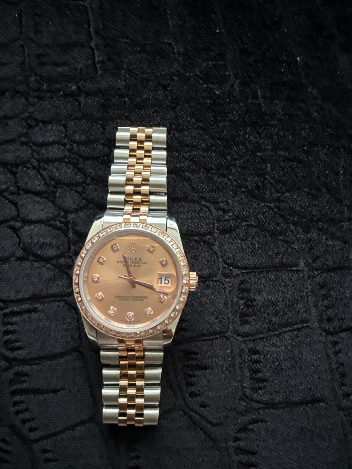 Rolex Datejust Dames Horloge Staal/Goud met Diamanten, Polshorloge, Ophalen of Verzenden, Zo goed als nieuw, Met strass