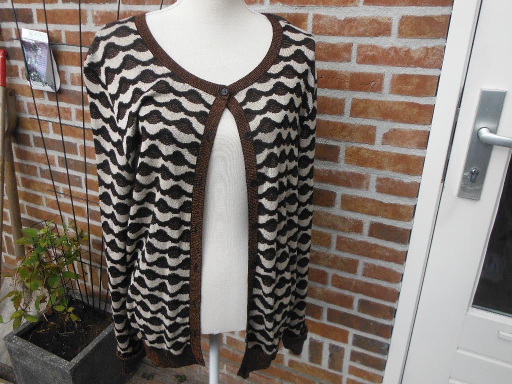 mooi bruin vestje Loom and Lace, mt L met metallic draadje, Bruin, Verzenden, Loom & Lace, Maat 42/44 (L)