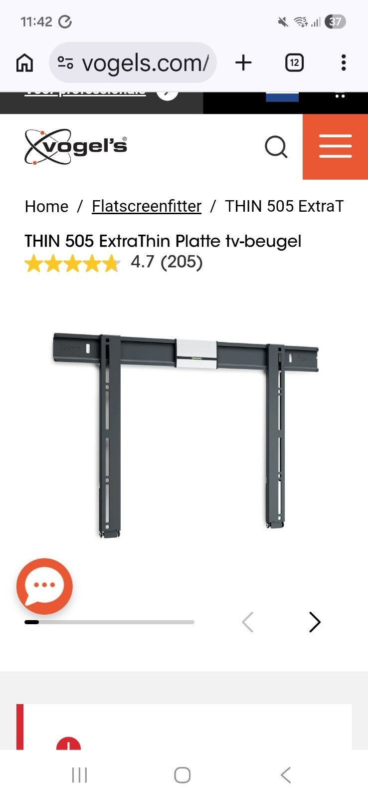 Vogel's THIN 505 ExtraThin Platte tv-beugel 40-75 inch, Audio, Tv en Foto, Televisiebeugels, Ophalen