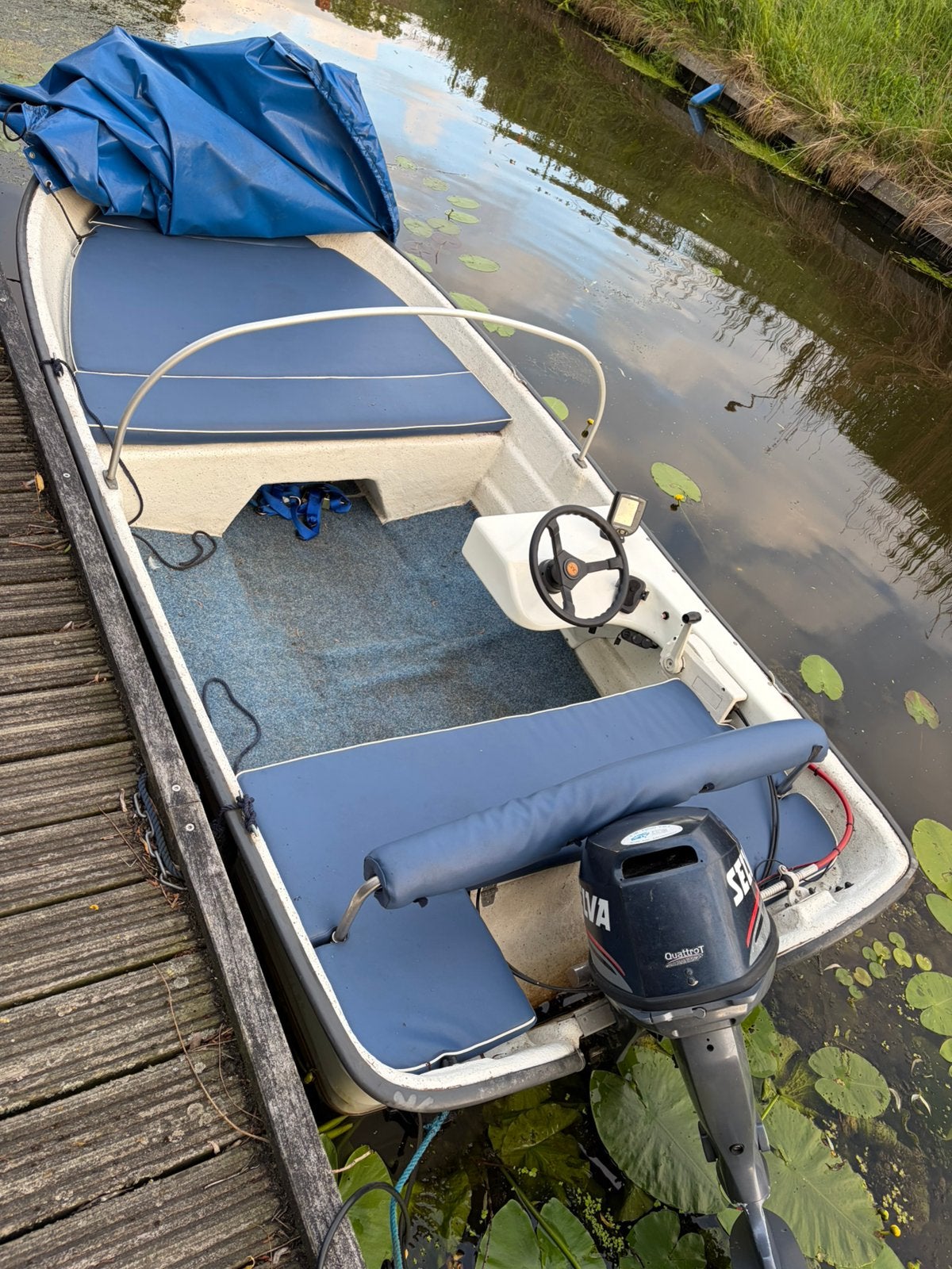 Ryds visboot met 15pk Selva/Yamaha met trailer, Watersport en Boten, Ophalen, 10 tot 30 pk, Gebruikt, Met afstandsbediening