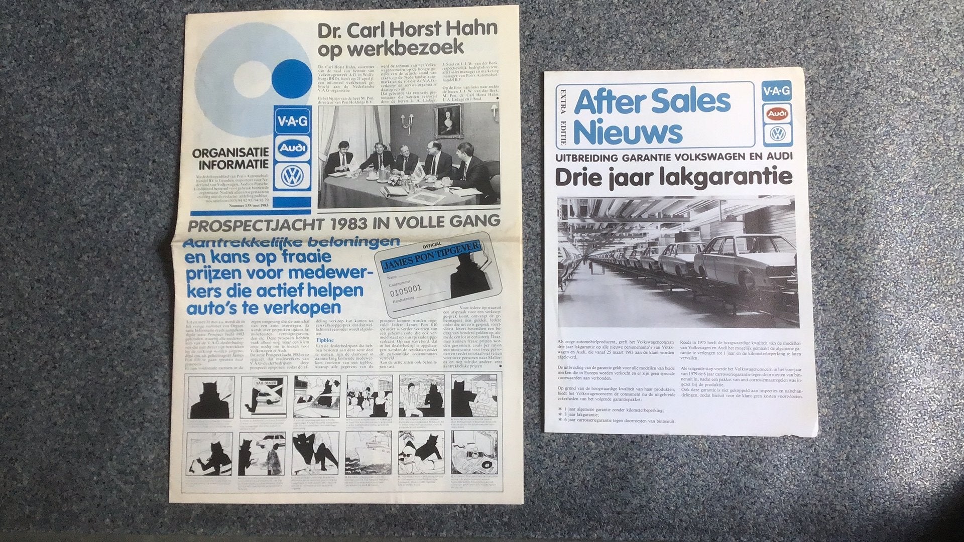 VOLKSWAGEN BLAD VAN PON VOOR EIGEN  ORGANISATIE+ LEAFLET1983, Ophalen of Verzenden, Zo goed als nieuw, Volkswagen