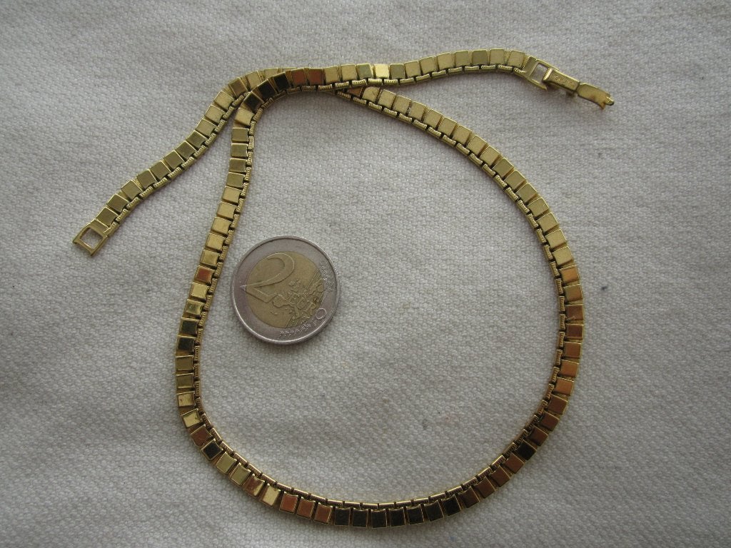 15.  Schitterende oude ketting, MONET,  43 cm, Ophalen, Overige materialen, Ketting