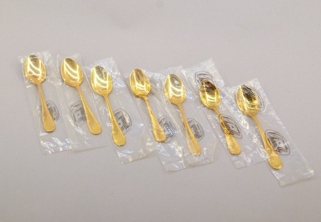 7x vergulde theelepels. Nieuw & ongebruikt. Chambly. Goud, Huis en Inrichting, Theelepel, Overige materialen, Los bestek, Nieuw