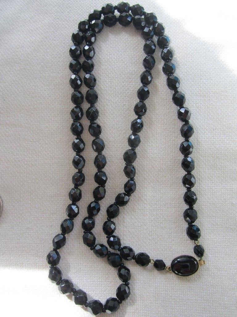 51.   Schitterende oude ketting,  French jet,  72 cm., Sieraden, Tassen en Uiterlijk, Ophalen, Overige materialen, Ketting