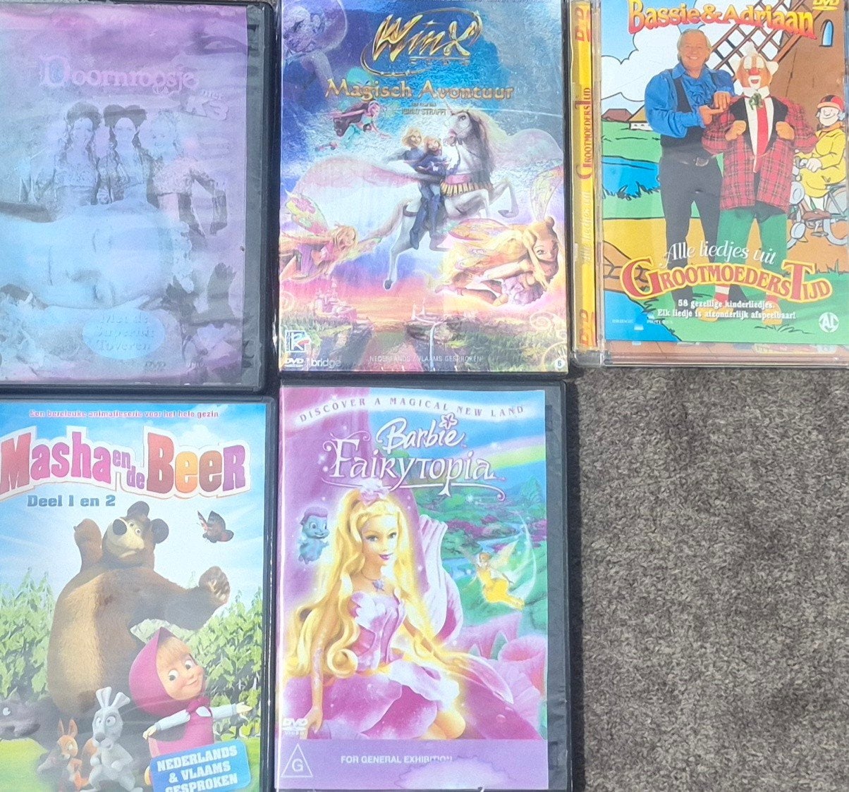5 kinder dvd's, Ophalen, Gebruikt