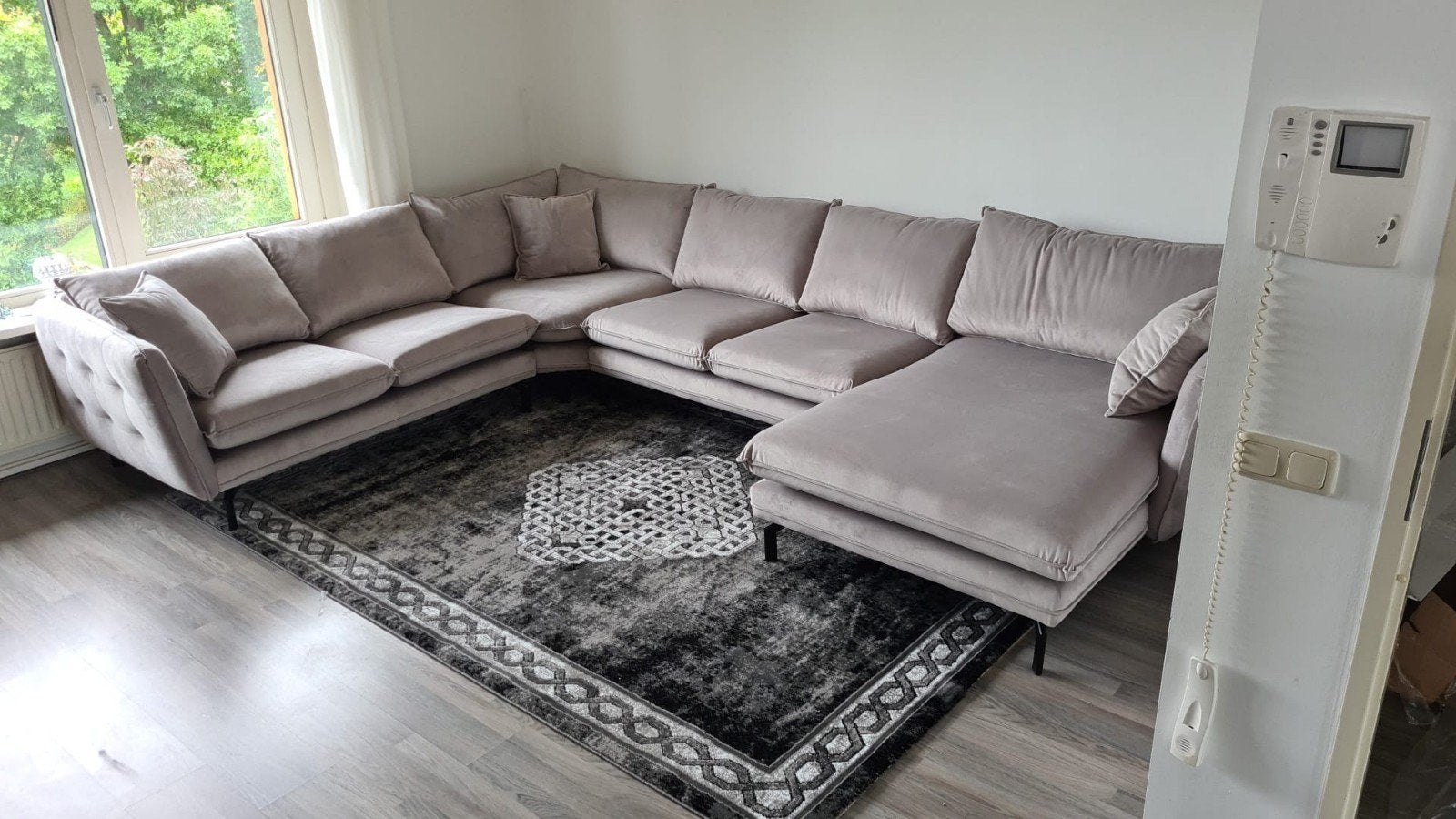 Grijze grote hoek lounge bank, Ophalen of Verzenden, Gebruikt