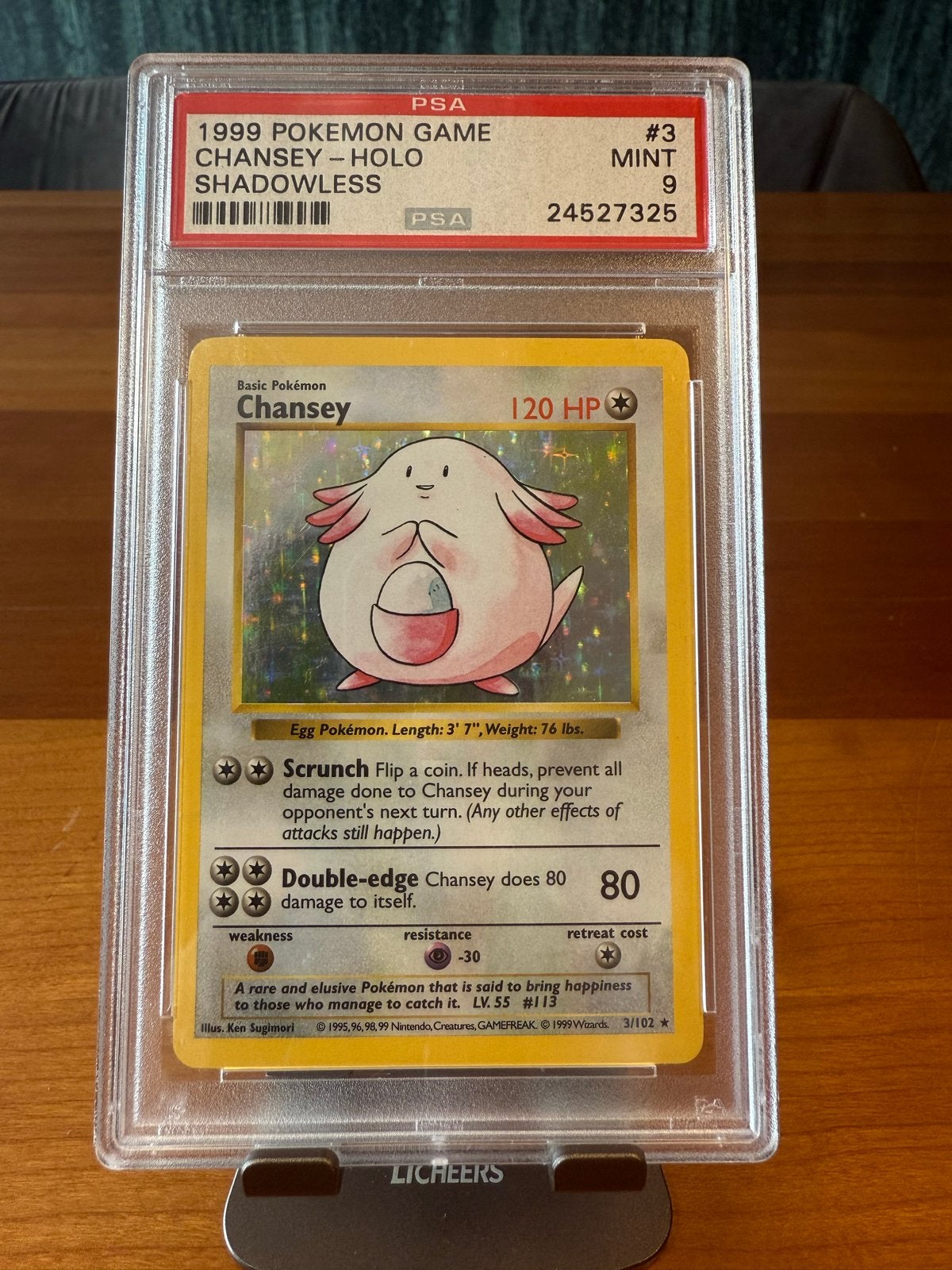 Chansey (Shadowless) #3 - Base Set (1999) - PSA 9, Ophalen of Verzenden, Zo goed als nieuw, Losse kaart