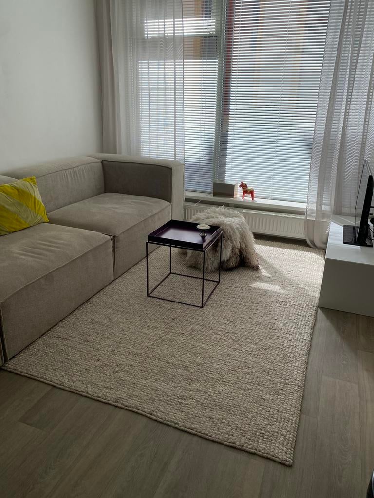 Wollen vloerkleed, Ophalen, Beige, 200 cm of meer, Zo goed als nieuw