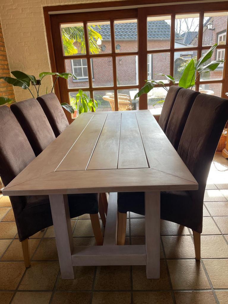 Eettafel massief eikenhout - 2m, Huis en Inrichting, Tafels | Eettafels, Ophalen, Gebruikt, Eikenhout, 200 cm of meer