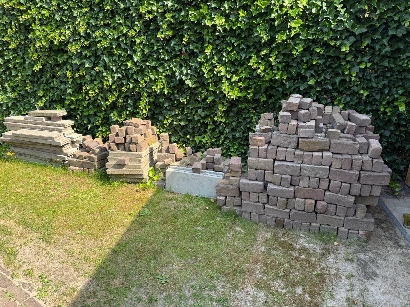 Oud gebakken dikformaat rood paars 10m2, Tuin en Terras, Tegels en Klinkers, Ophalen