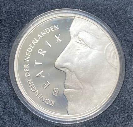 50 Gulden munt 1991 -Zilveren Huwelijk Beatrix en Claus- pro, Koningin Beatrix, Ophalen of Verzenden, Losse munt, Geboorte of Huwelijk