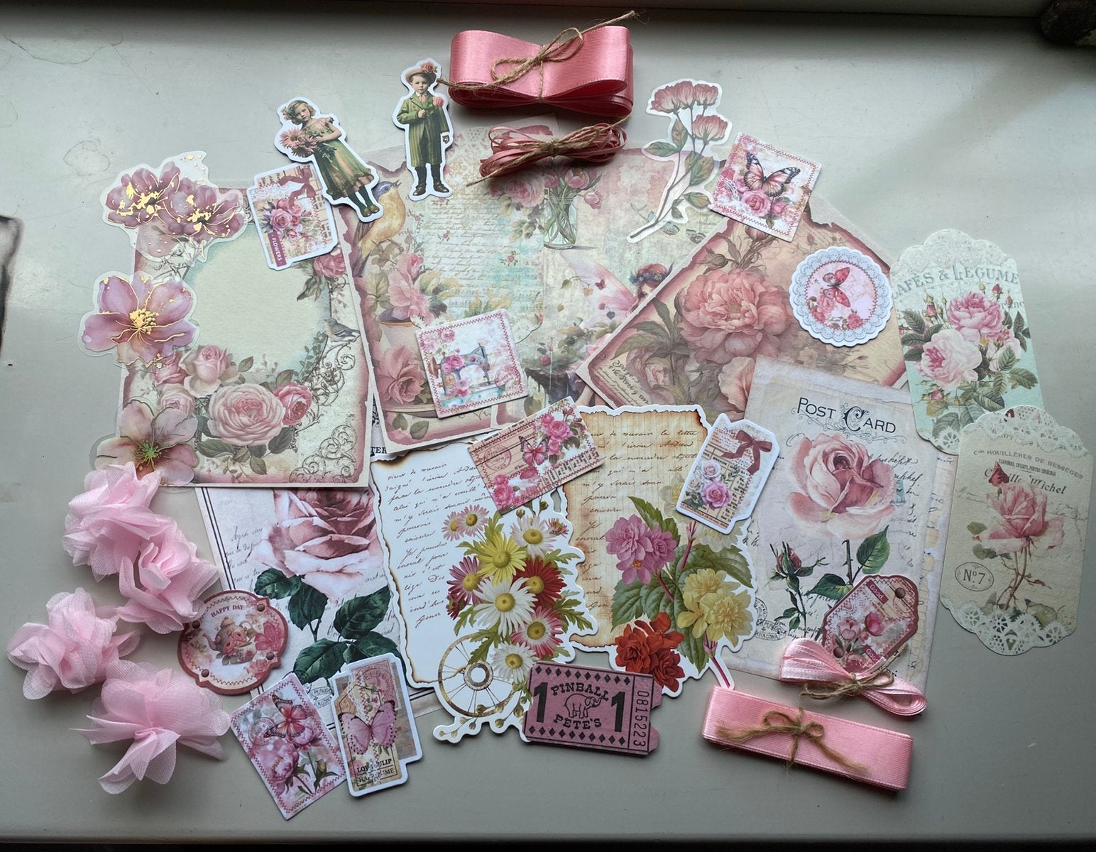 Pakketje scrapbooking/junkjournaling, Hobby en Vrije tijd, Scrapbooking, Ophalen of Verzenden, Nieuw, Overige typen, Overige merken