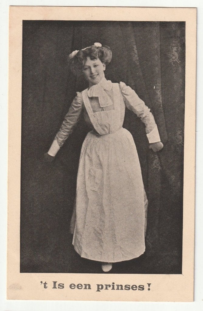 Dienstmeisje Het is een prinses ansicht Juliana 1909, Verzamelen, Koninklijk Huis en Royalty, Gebruikt, Verzenden, Kaart, Foto of Prent