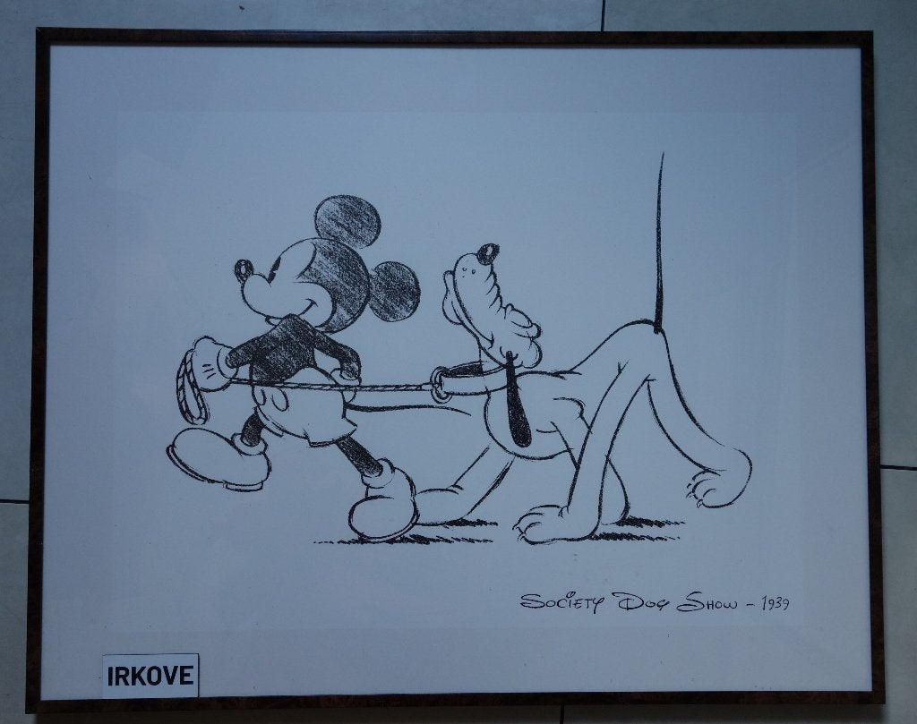 REPRO VAN MICKEY MOUSE EN PLUTO  * De Hondenshow! *, Verzenden, Mickey Mouse, Zo goed als nieuw, Plaatje of Poster